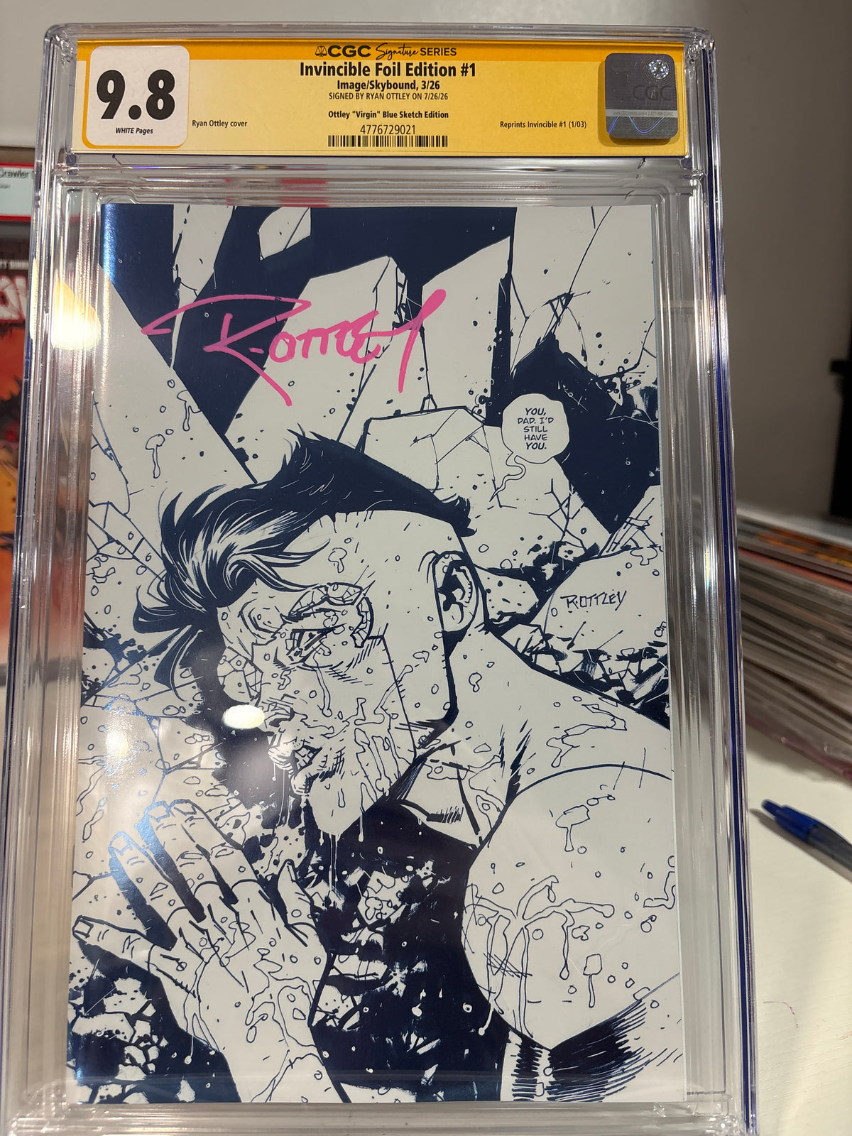 Invincible #1 Blue Sketch Virgin Foil CGC 9.8 SS Signed Ryan Ottley