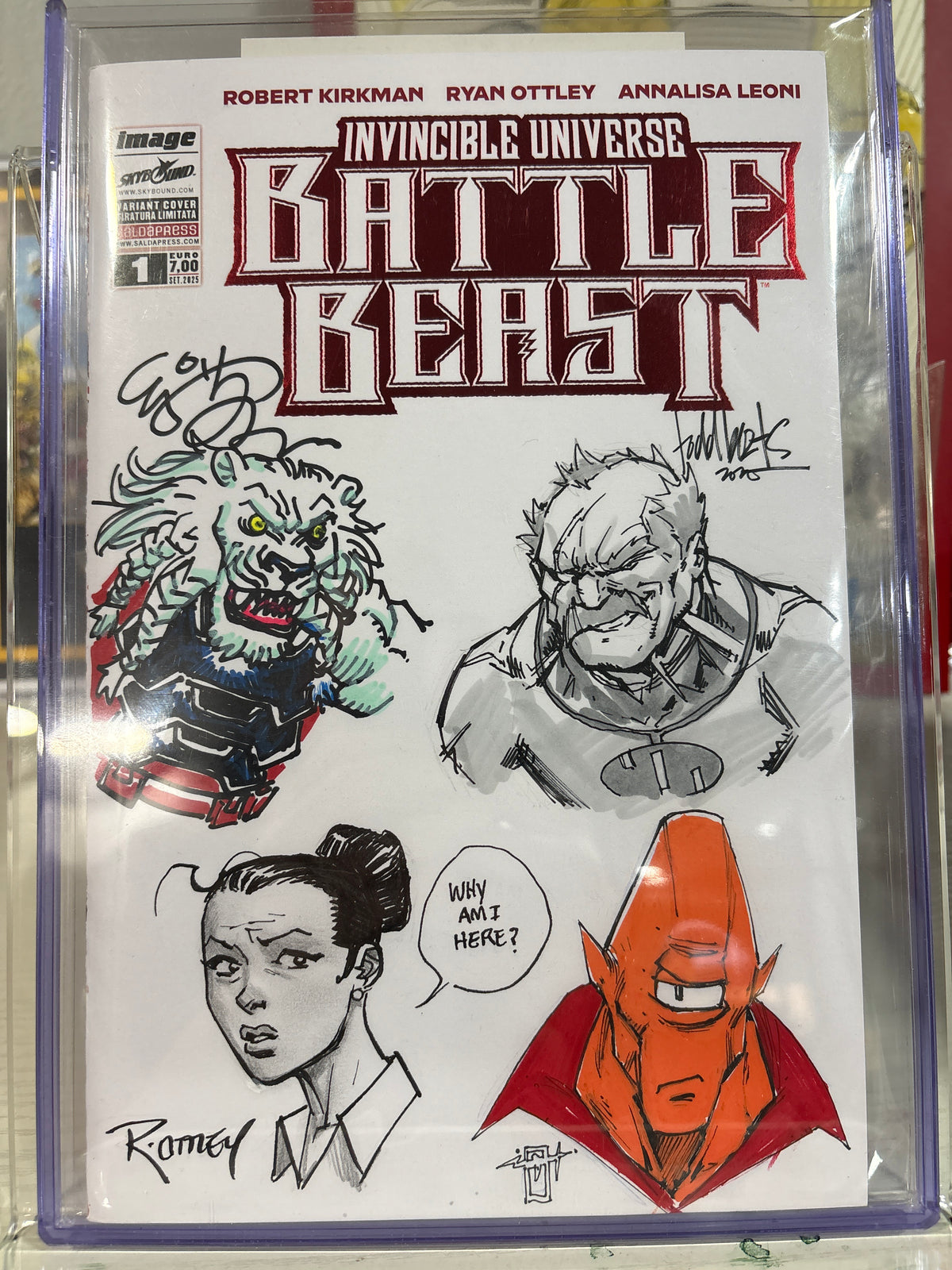 Battle Beast #1 SaldaPress Red Foil Blank – 4 Original Sketches – Ottley, E.J. Su, Todd Beats & Uribe Signed