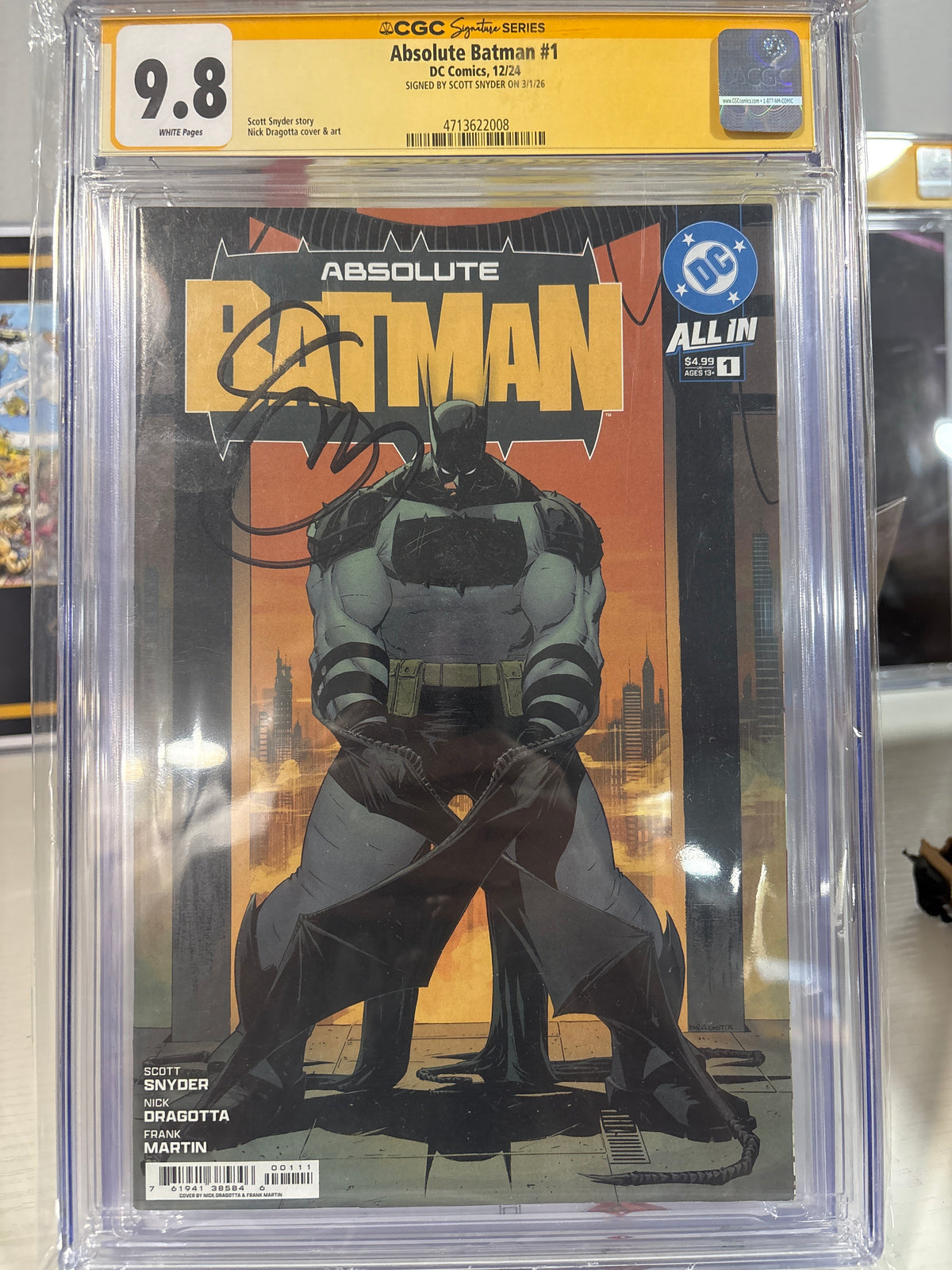 Absolute Batman #1 1st Print CGC SS 9.8 Signed Scott Snyder Yellow Label