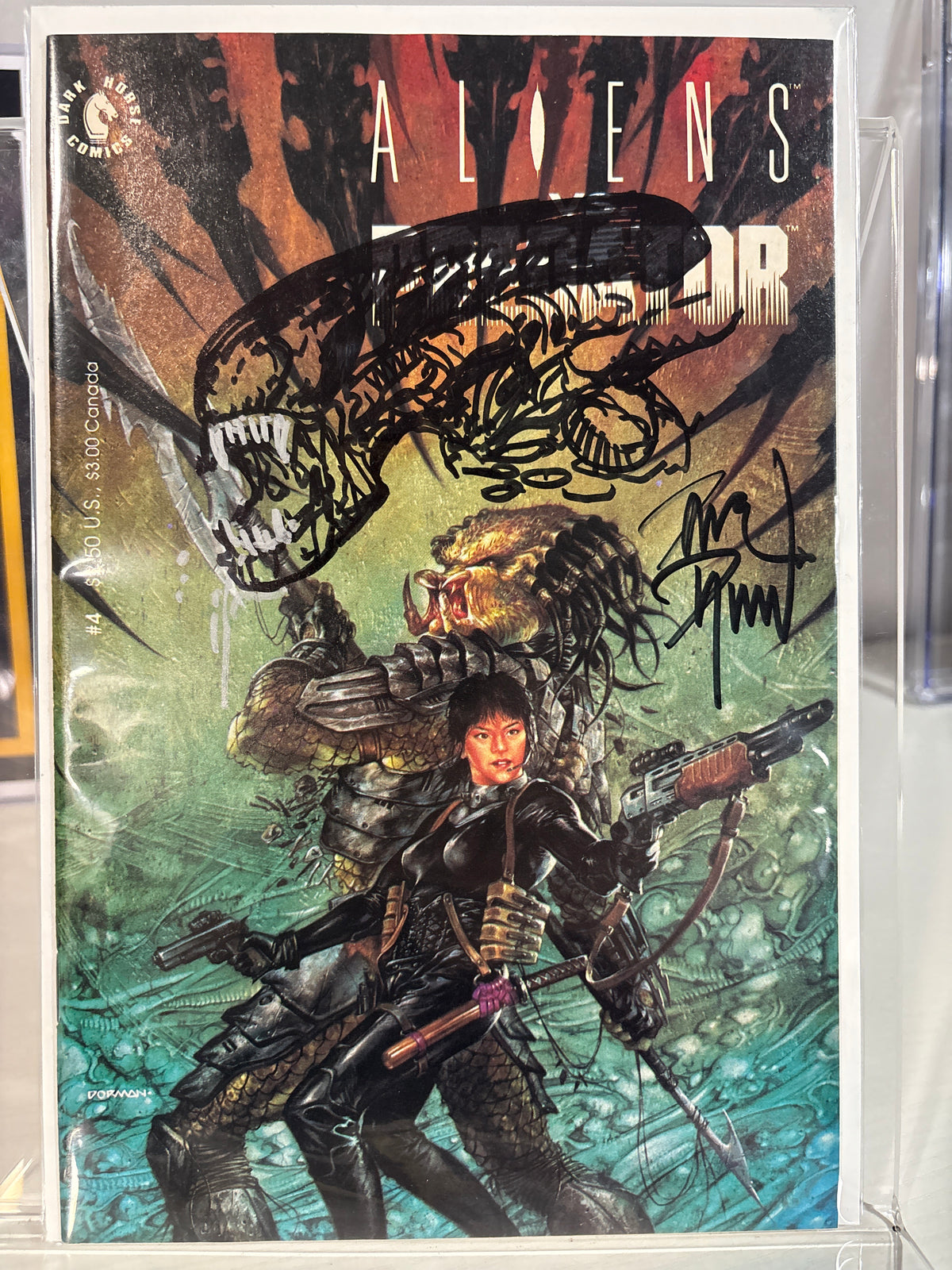 Aliens vs. Predator #4 Dave Dorman Cover Signed & Xenomorph Remarked – Dark Horse 1990