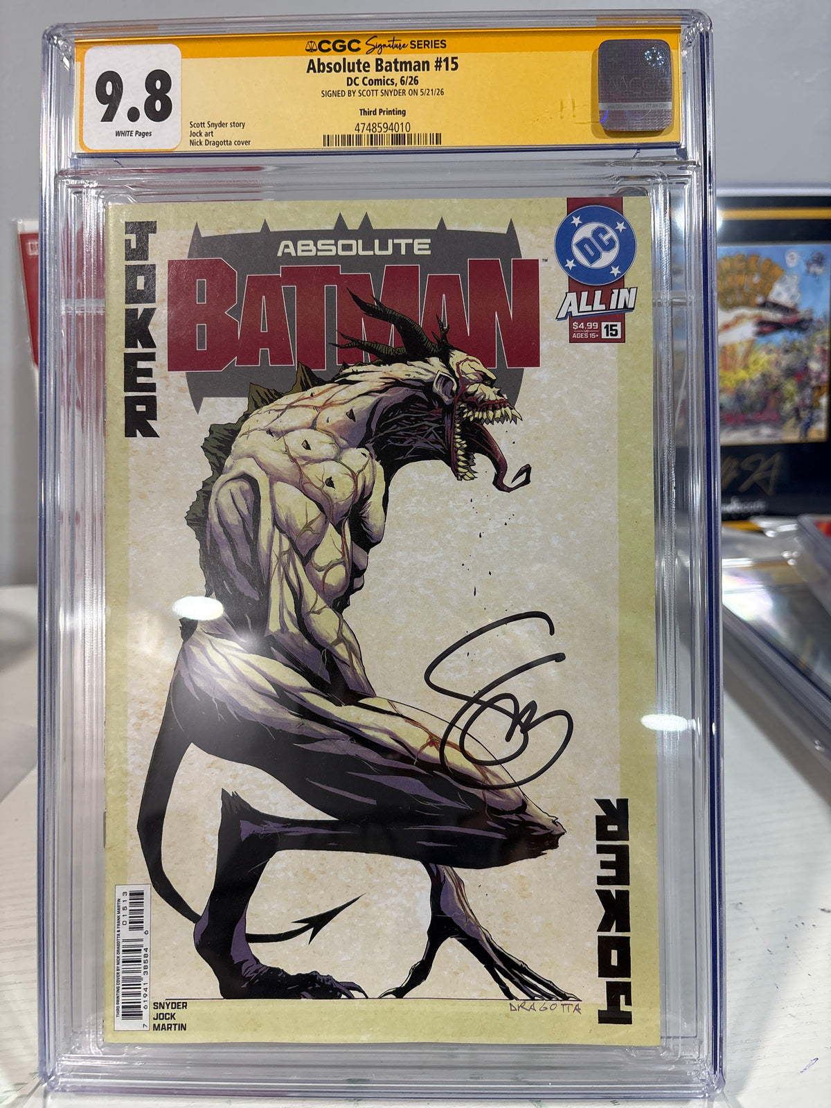 Absolute Batman #15 CGC 9.8 SS Signed Scott Snyder – Nick Dragotta Joker