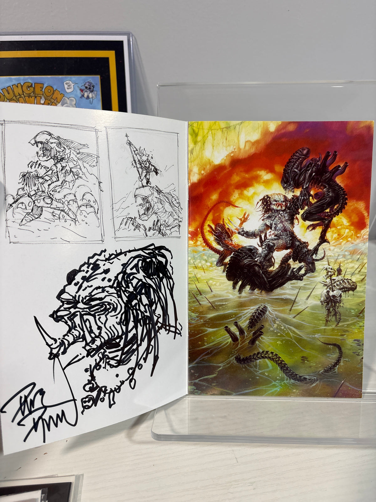 Oil & Water: Xenocide Dave Dorman Aliens Predator Art Book – Signed + Original Predator Sketch + COA