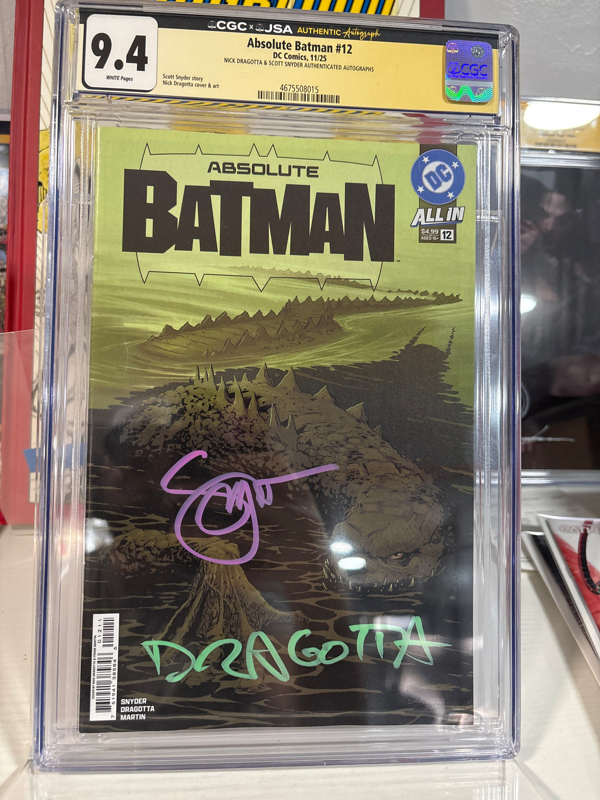 Absolute Batman #12 1st Print CGC 9.4 – Signed Scott Snyder & Nick Dragotta