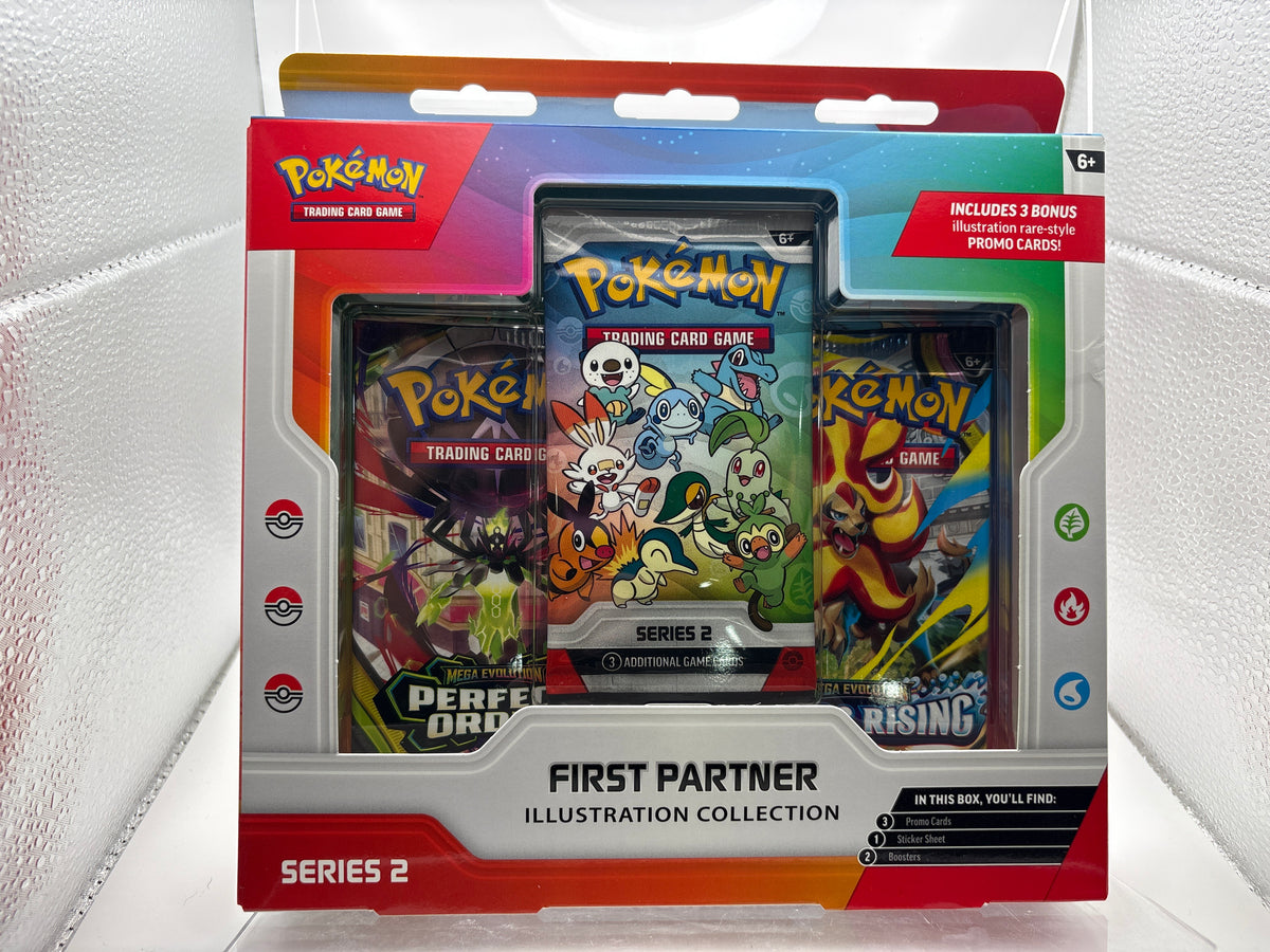 Pokémon TCG First Partner Illustration Collection Series 2 – 3 Promo Cards – 2 Booster Packs – Sealed