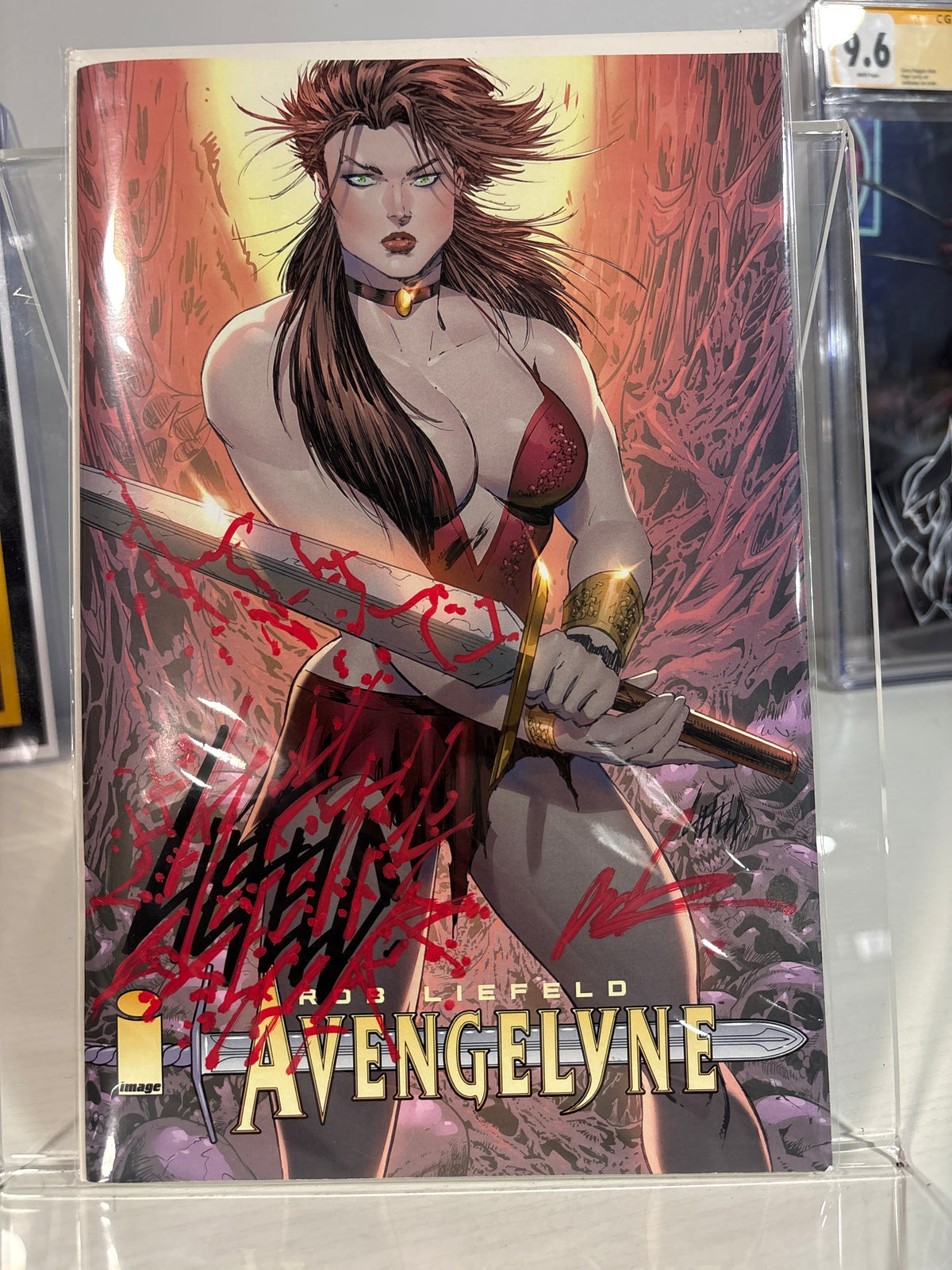 Avengelyne #1 Rob Liefeld Creations Exclusive Double Signed Blood Remark