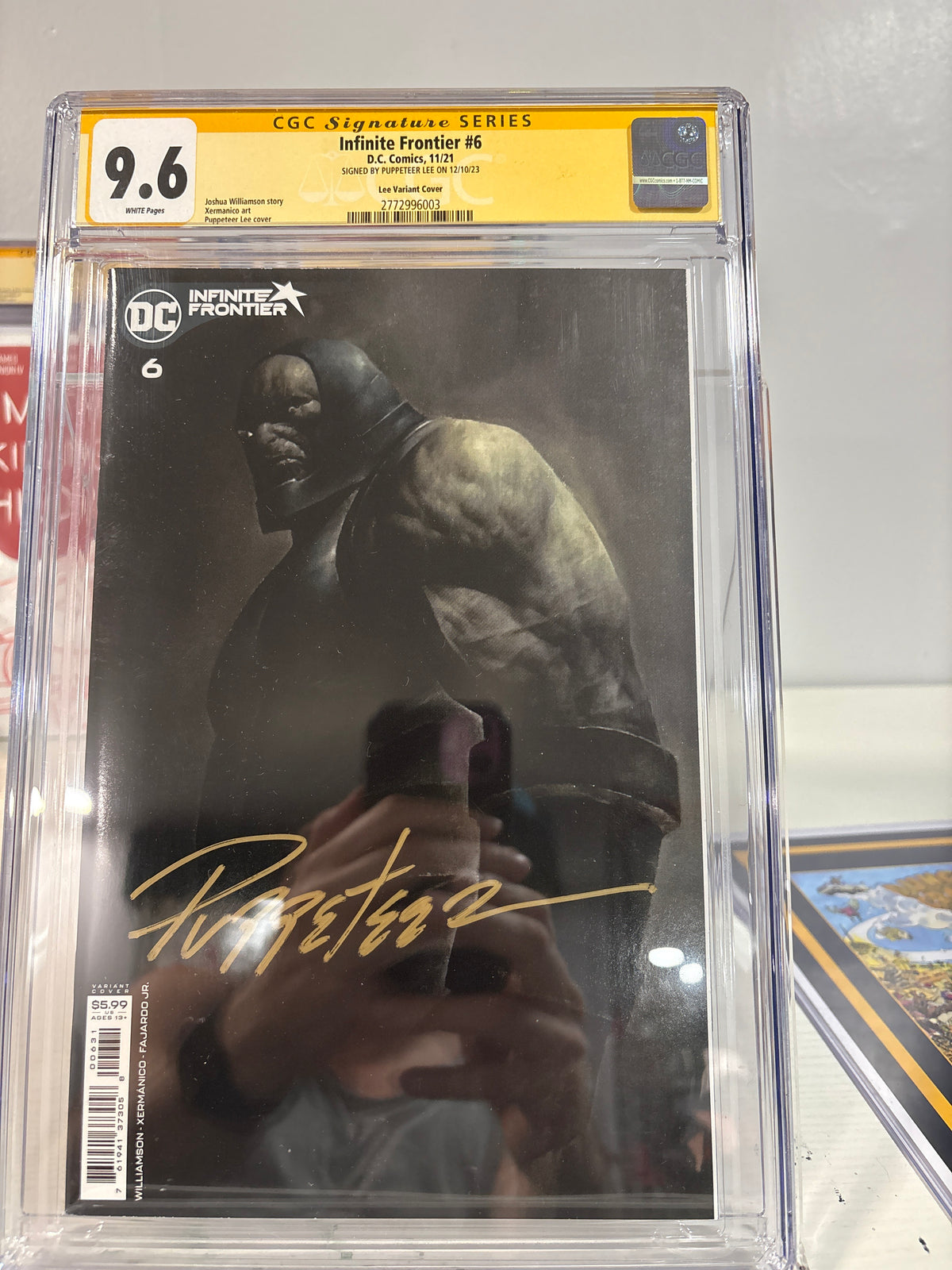 Infinite Frontier #6 from DC Comics, featuring the Puppeteer Lee 1:25 incentive variant cover.