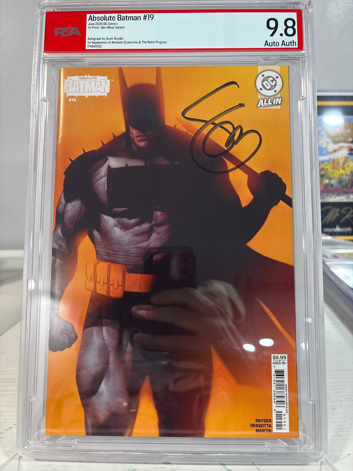 Absolute Batman #19 Ben Oliver Variant PSA 9.8 Auto Auth Signed Scott Snyder – 1st Scarecrow