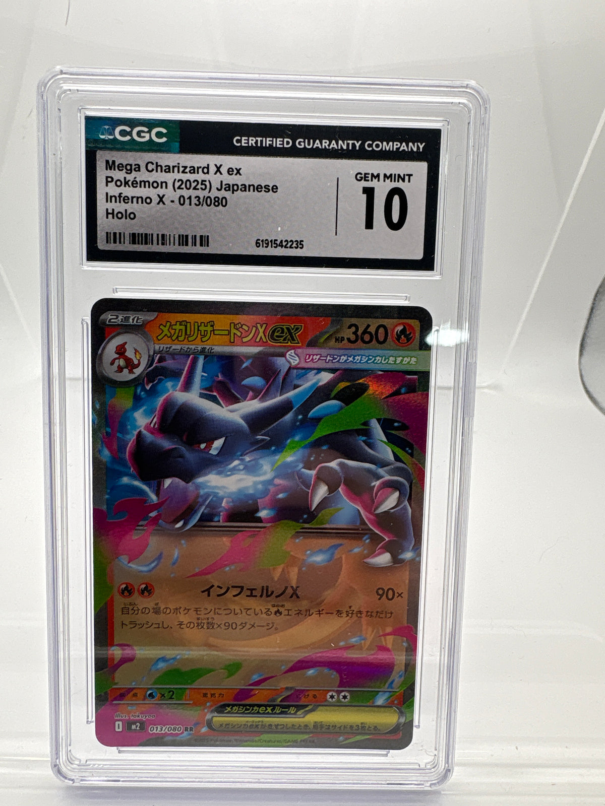 2025 Pokémon Japanese Inferno X Mega Charizard X ex #013/080 RR – CGC Gem Mint 10