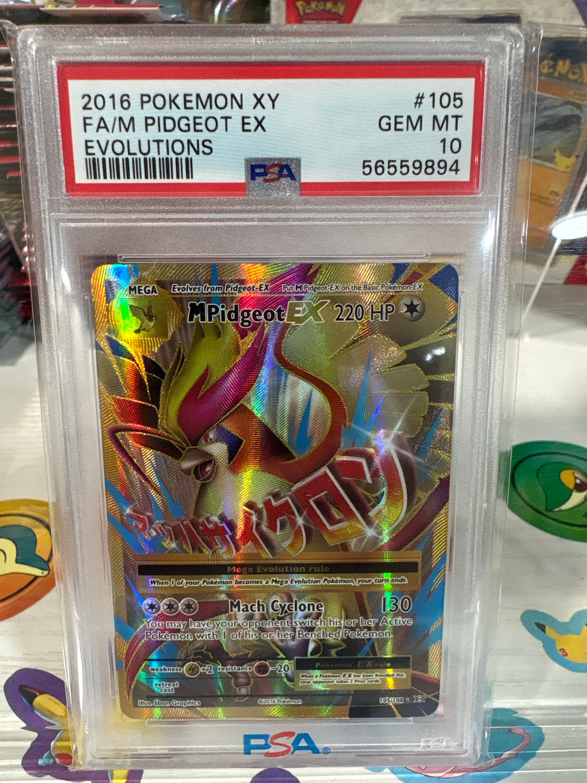 M Pidgeot EX 105/108 PSA 10 Gem Mint – 2016 XY Evolutions Full Art Pokémon
