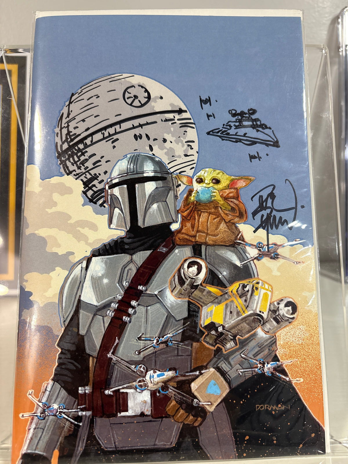 Star Wars Mandalorian & Grogu: Danger in the Dark #1 Dave Dorman Virgin Exclusive Signed & Remarked
