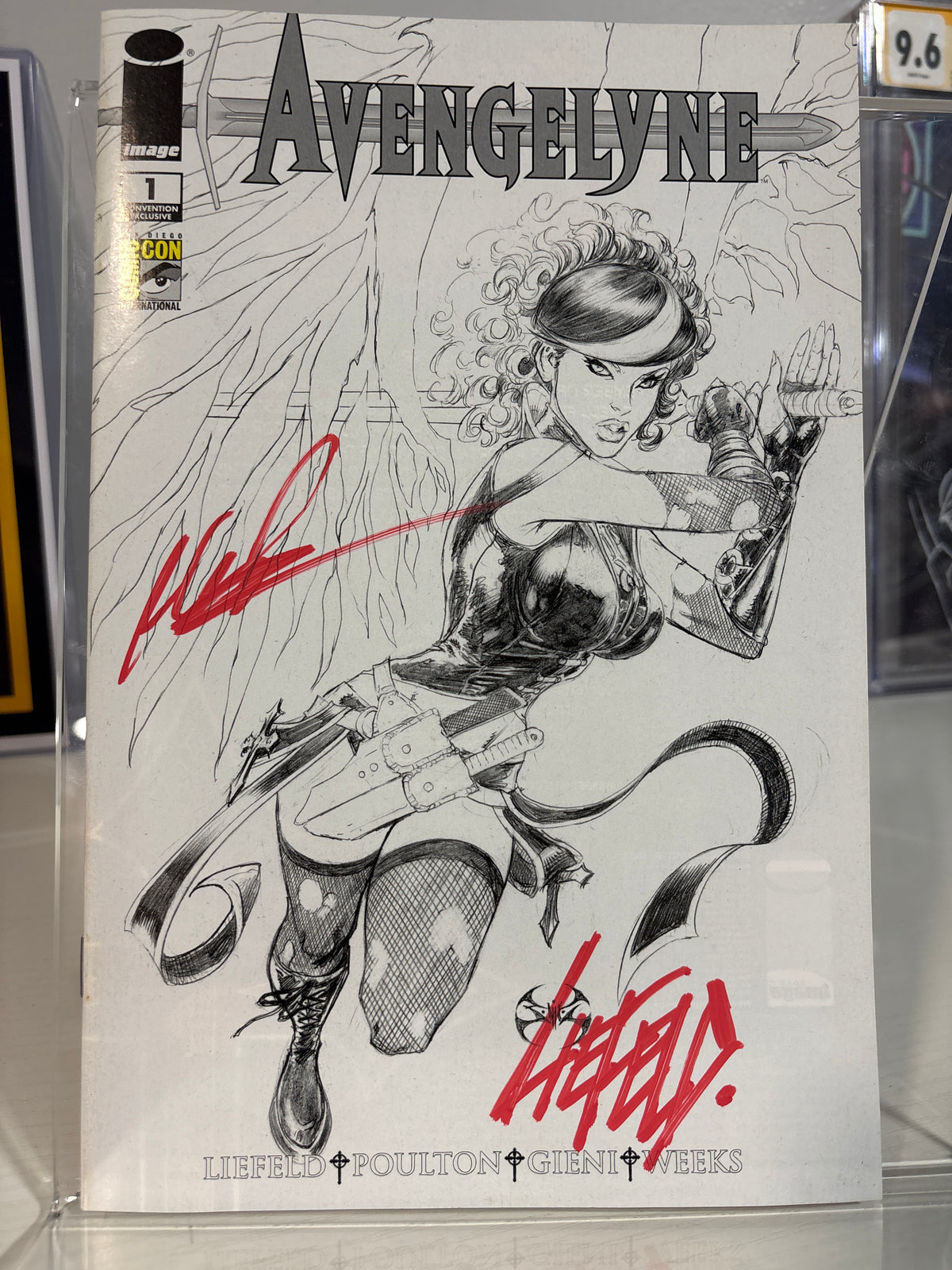 Avengelyne #1 SDCC 2011 Joe Benitez Sketch Variant Signed Rob Liefeld