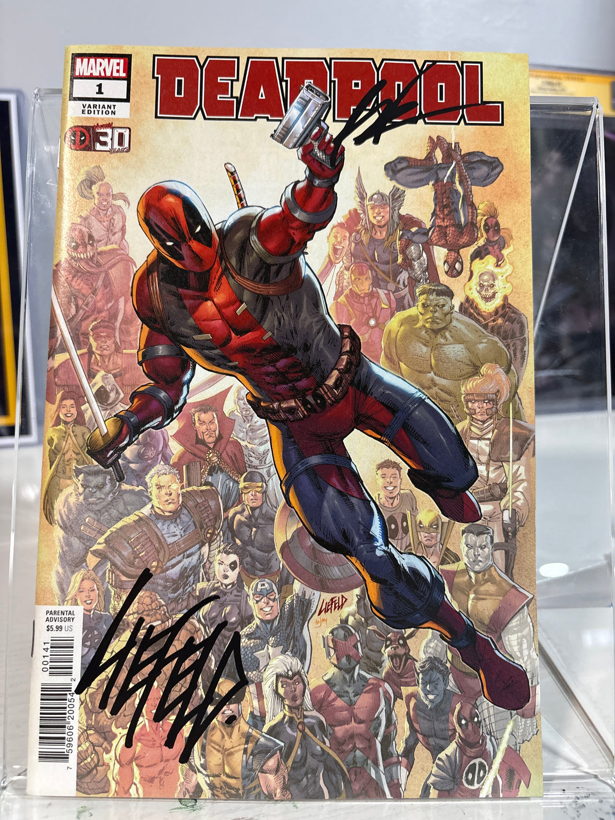 Deadpool Nerdy 30 #1 Rob Liefeld Variant Double Signed Chisel Signature